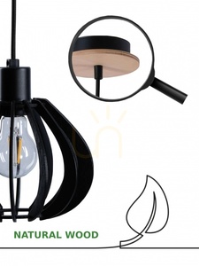 Keter Lighting NICOLETA 819 pendant light black/wood 5×E27 200 cm small 3