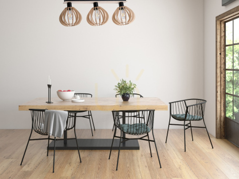 Check Ceiling lamp 3xE27 NICOLETA NATURAL AND BLACK 823