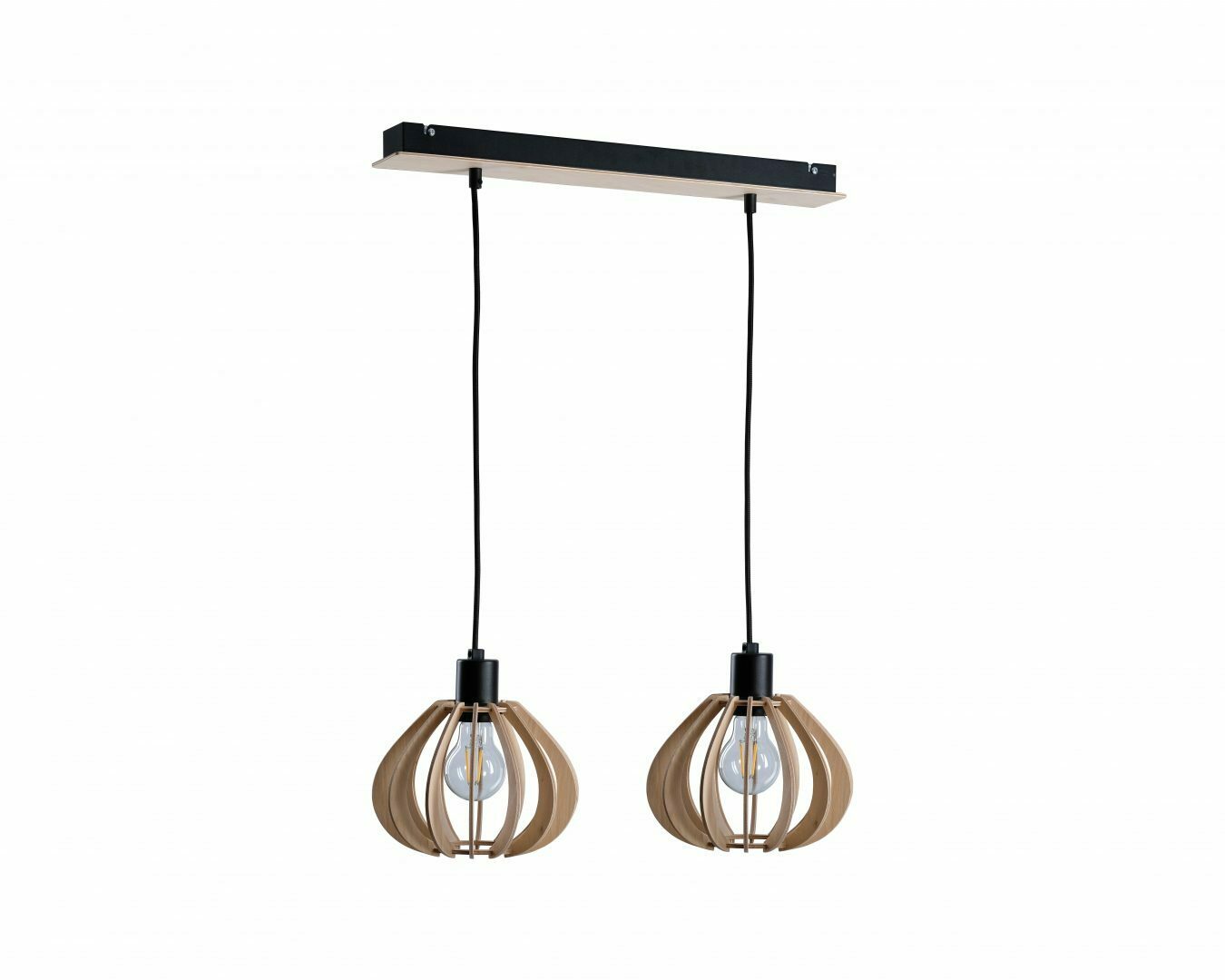 Hanging lamp 2xE27 NICOLETA NATURAL AND BLACK 824