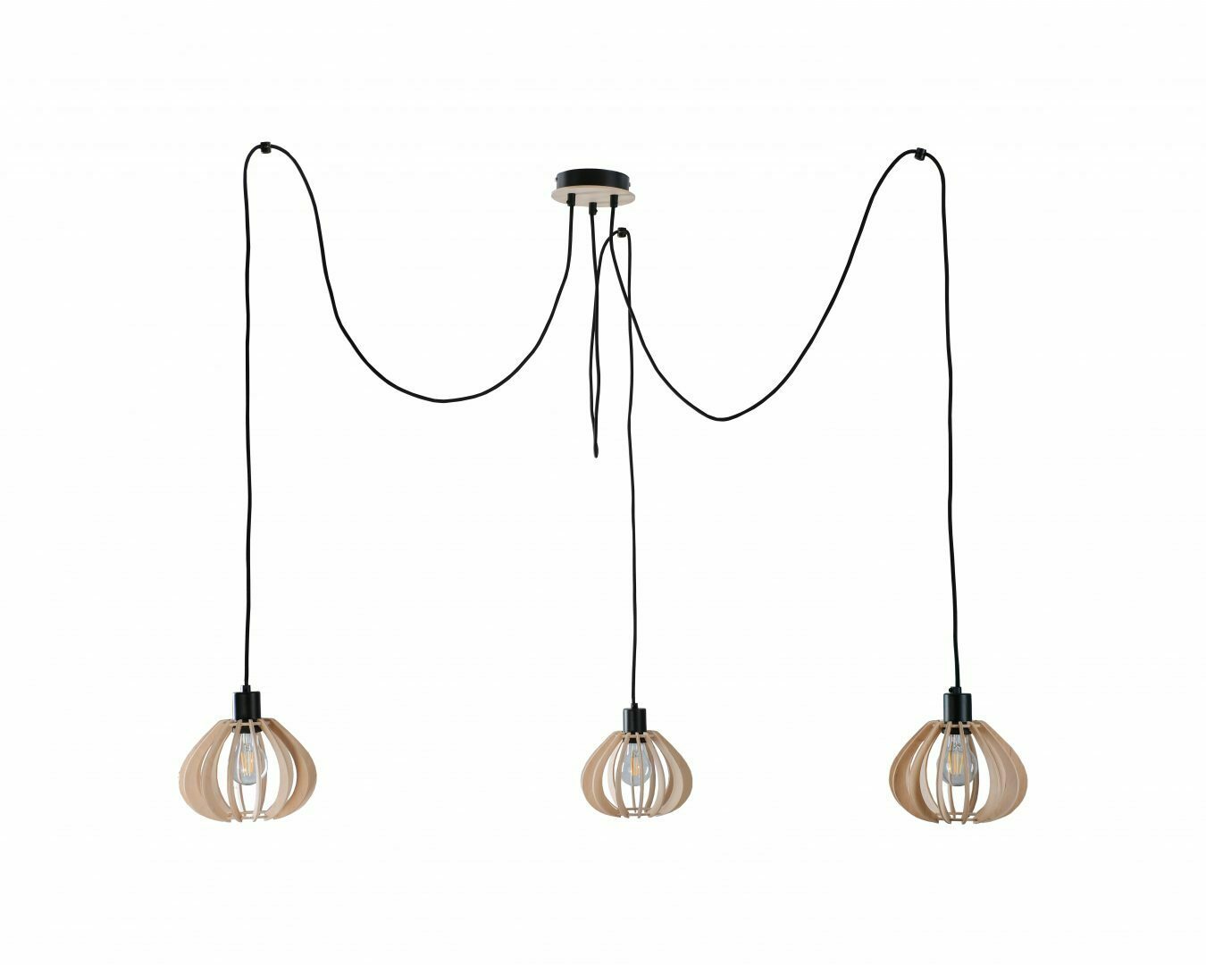 Hanging lamp 3xE27 NICOLETA NATURAL AND BLACK 828