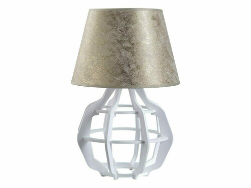Check Bedside Lamp BENTO WHITE GOLD Keter Lighting 915 E27 White Plywood Gold Shade 46 cm
