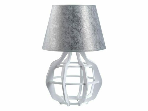Check Bedside Lamp BENTO WHITE SILVER 1xE27 White Plywood, Silver Shade Keter 916