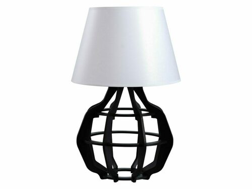 Check Keter Lighting BENTO BLACK WHITE II 925 bedside lamp, 46 cm, plywood and fabric shade, black and white, 1xE27