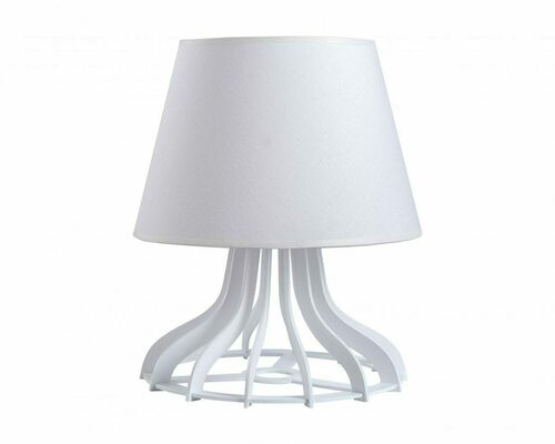 Check LEA table lamp E27 60W white plywood fabric shade 34 cm Keter Lighting 947