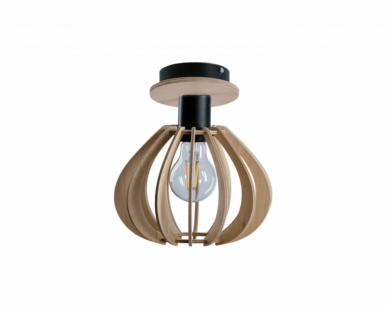 Ceiling lamp 1xE27 NICOLETA NATURAL AND BLACK 820
