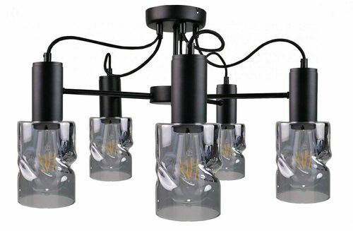 Check Keter Lighting INGER BLACK 1769 ceiling light, 5xE27, black with smoked glass