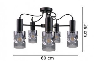 Keter Lighting INGER BLACK 1769 ceiling light, 5xE27, black with smoked glass small 2