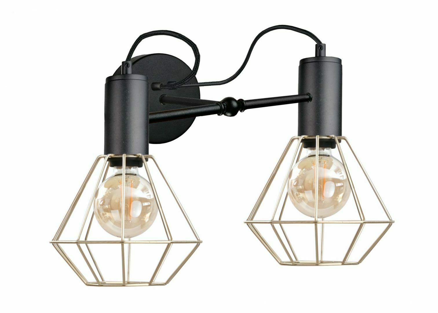Wall lamp 2xE27 LARS BLACK / GOLD
