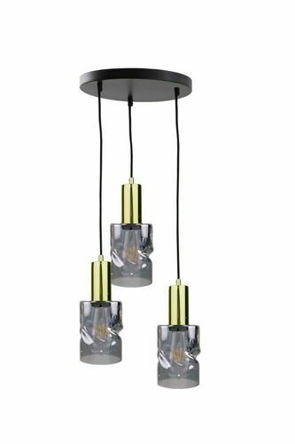 Check Keter Lighting CROSS 1551 pendant light, 3×E27, black and gold, smoked glass