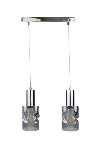 Check Keter Lighting CROSS DARK SILVER 1563 pendant light, 2xE27, silver with smoked glass