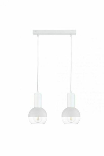 Check Keter Lighting ICE 1610 white glass pendant light, 2×E27