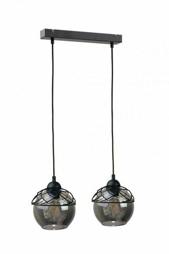 Check Keter Lighting MERA BLACK 1515 pendant light, 2×E27, black with smoked glass
