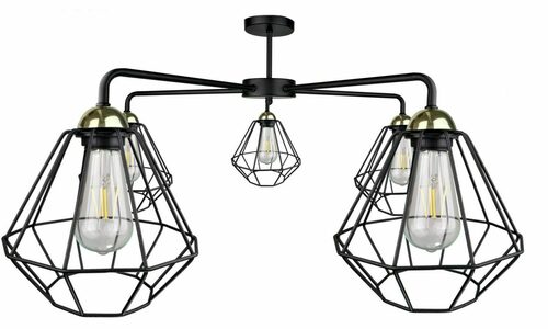Check Ceiling lamp 5xE27 FOSKAL BLACK / GOLD