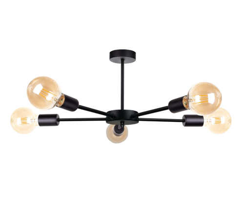 Check Keter Lighting SUN BLACK 1428 black ceiling light 5×E27 48 cm