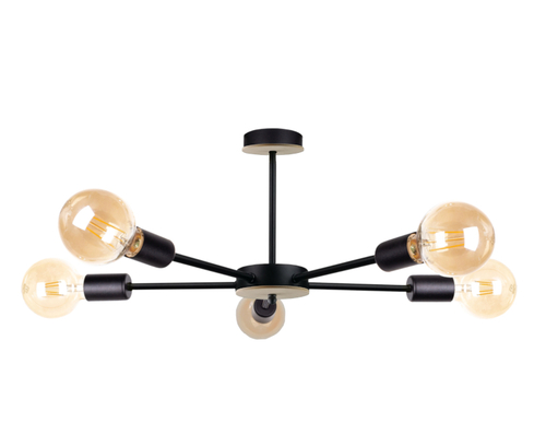 Check Ceiling lamp 5xE27 SUN WOOD BLACK