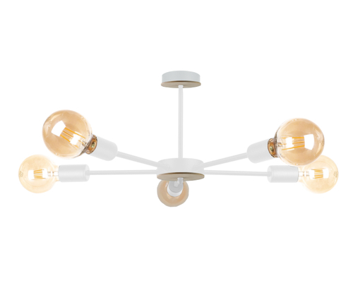 Check Ceiling lamp 5xE27 SUN WOOD WHITE