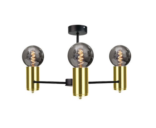 Check Keter Lighting ARDE 1709 ceiling chandelier, black and gold, 3×E27