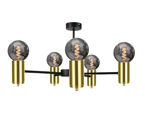 Check Ceiling lamp 5xE27 ARDE black/gold Keter Lighting