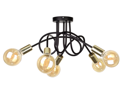 Check Ceiling lamp 5xE27 RUMBA BLACK / GOLD