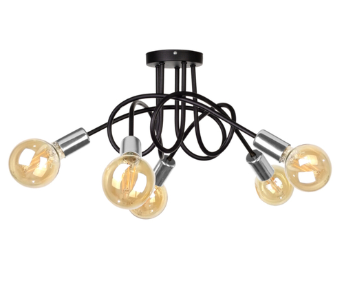 Check Ceiling lamp 5xE27 RUMBA BLACK / SILVER