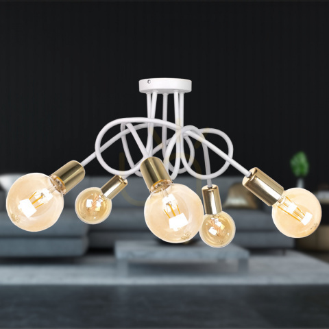 Check Ceiling lamp 5xE27 RUMBA WHITE / GOLD