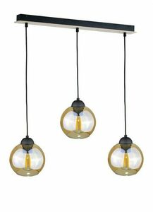 Keter Lighting AMBRE WOOD 2020 pendant light, 60 cm, 3×E27, honey-coloured glass small 0