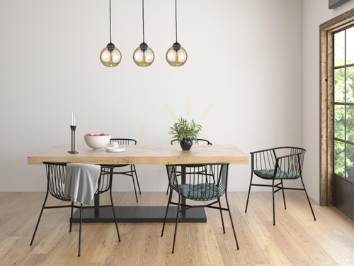 Check Keter Lighting AMBRE WOOD 2020 pendant light, 60 cm, 3×E27, honey-coloured glass