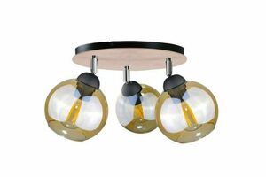 Keter Lighting THEA WOOD 2044 ceiling light, 3×E27, 30 cm, honey-coloured glass small 0
