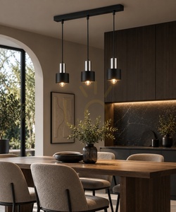 Keter Lighting LUCE BLACK SILVER 2054 pendant light, 3×E27, black/chrome small 1
