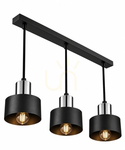 Keter Lighting LUCE BLACK SILVER 2054 pendant light, 3×E27, black/chrome small 3