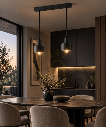 Check Keter Lighting Luce Black 2060 pendant light, black, 2×E27, 50 cm