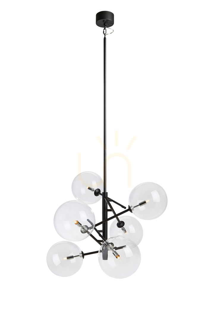 Pendelleuchte Markslojd Andrew 6-flammig Schwarz Transparent Glas 107748
