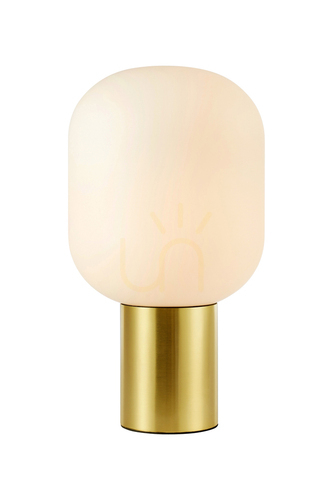 Check Table Lamp Markslojd Brooklyn White Glass Brushed Brass 44 cm 107868