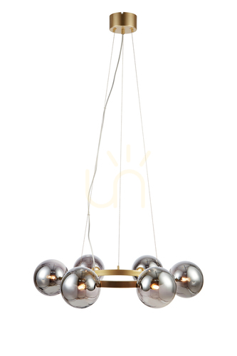 Check Pendant Light Markslojd Circle 6-Light Gold Smoke Glass 71 cm 108050