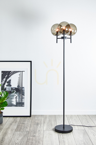 Check Floor Lamp Markslojd CROWN 107947 Black Smoke Glass 3-Light 147 cm