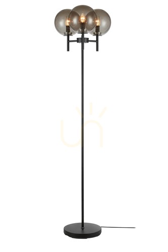 Check Floor Lamp Markslojd CROWN 107947 Black Smoke Glass 3-Light 147 cm
