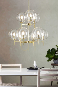 Pendant Light Markslojd Crown 9-Light Brass Transparent Glass 107920 small 1