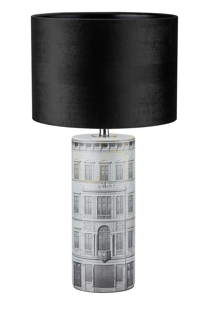 Table Lamp Markslojd ICHI 108103 Black Grey Ceramic Velvet 64 cm