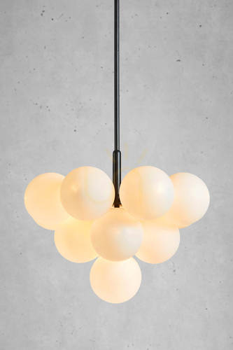 Check Pendant Light Markslojd MERLOT 13-Light Black White Glass 56 cm 107911