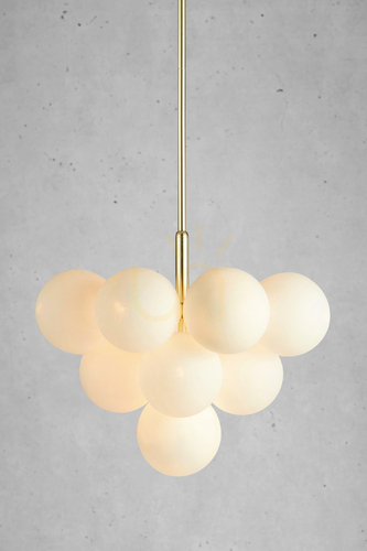 Check Pendant Light Markslojd MERLOT 13 Light Gold White Glass 56 cm 107903