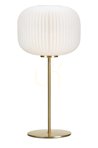 Check Table Lamp Markslojd Sober 107819 White Glass Brushed Brass 50 cm