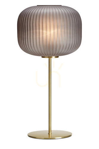 Check Table Lamp Markslojd Sober 107820 Smoke Glass Brushed Brass 50 cm