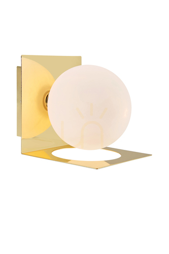 Check Wall Light Markslojd Zenit IP44 Brass White Opal Glass 108085
