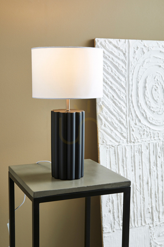 Check Table Lamp Markslojd Column White Black Ceramic Textile 44 cm 108221