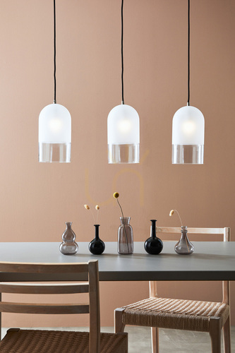 Check Pendant Light Markslojd COPE 3-Light Frosted Glass Black 108226