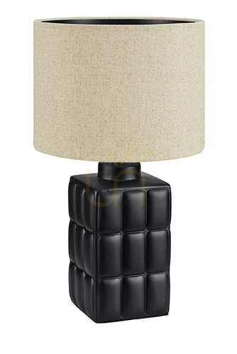 Check Table Lamp Markslojd Cuscini Black Beige Ceramic Textile 108248