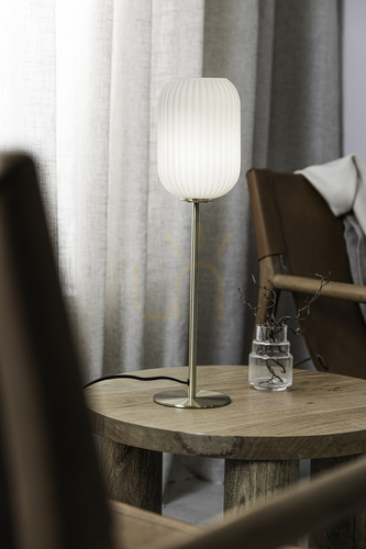 Check Table Lamp Markslojd Cava 108251 White Glass Brushed Brass