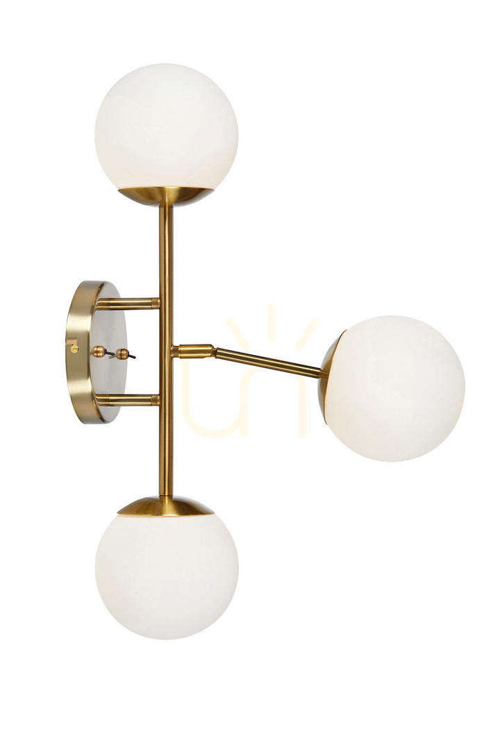 Wall Light Markslojd Trinity 3-Light Brass White Glass 108254