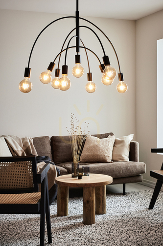 Check Pendant Light Markslojd Lavello 9-Light Black Metal 108288
