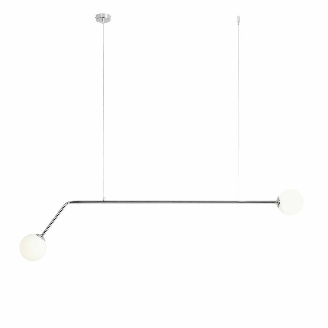 Aldex Chrome Pendant Light 2xE14 Metal Glass 1064H4
